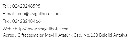 Seagull Hotel telefon numaralar, faks, e-mail, posta adresi ve iletiim bilgileri